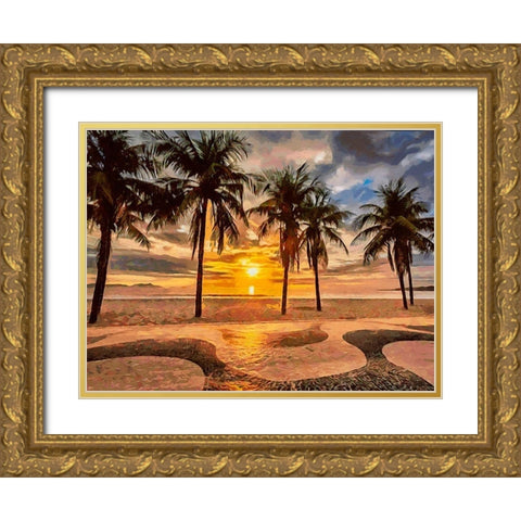 Beach in Rio II Gold Ornate Wood Framed Art Print with Double Matting by Medeiros, Celito