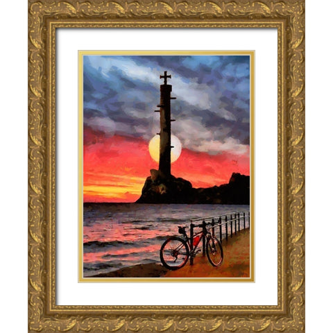 Old Lighthouse with a Cross I Gold Ornate Wood Framed Art Print with Double Matting by Medeiros, Celito