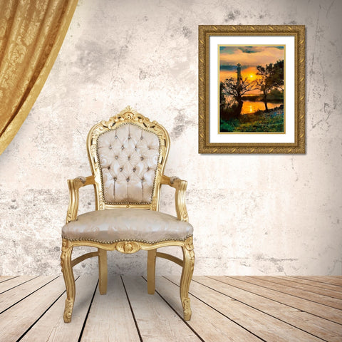 Old Lighthouse with a Cross III Gold Ornate Wood Framed Art Print with Double Matting by Medeiros, Celito