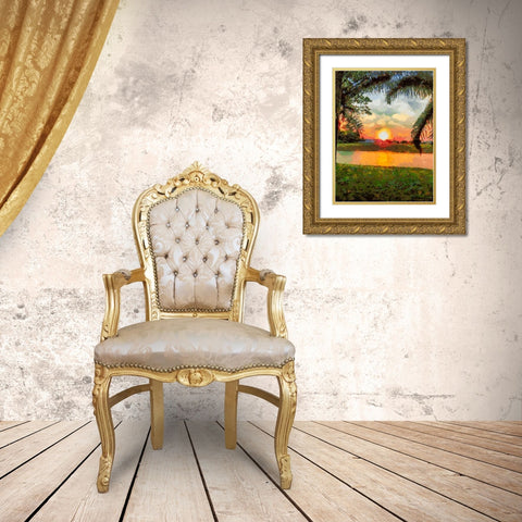 Sunset behind the Tree III Gold Ornate Wood Framed Art Print with Double Matting by Medeiros, Celito