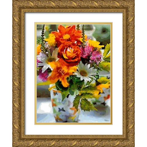 Bouquet of Flowers Gold Ornate Wood Framed Art Print with Double Matting by Medeiros, Celito