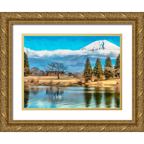 Volcano over the Lake II Gold Ornate Wood Framed Art Print with Double Matting by Medeiros, Celito