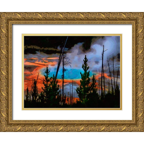 Memory of Yellowstone Gold Ornate Wood Framed Art Print with Double Matting by Medeiros, Celito