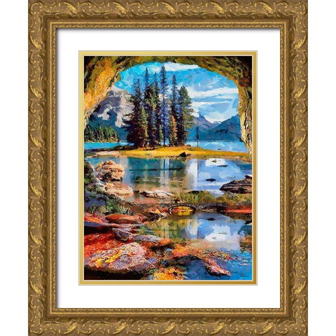 Tree Island in National Park Gold Ornate Wood Framed Art Print with Double Matting by Medeiros, Celito