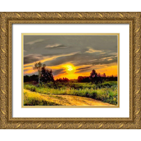 Sunlit House Gold Ornate Wood Framed Art Print with Double Matting by Medeiros, Celito