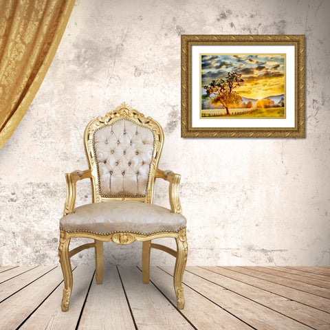 Sunset above the Road Gold Ornate Wood Framed Art Print with Double Matting by Medeiros, Celito