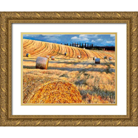 Sunset above the Field Gold Ornate Wood Framed Art Print with Double Matting by Medeiros, Celito