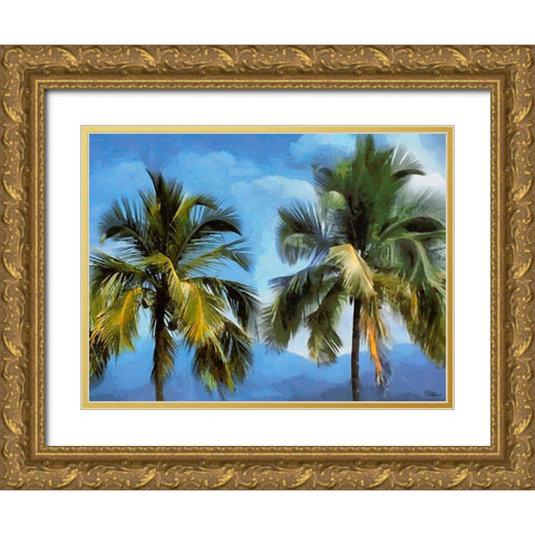 Coconut Tree Gold Ornate Wood Framed Art Print with Double Matting by Medeiros, Celito