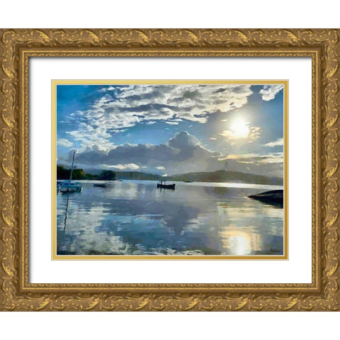 Two Coconut Trees Gold Ornate Wood Framed Art Print with Double Matting by Medeiros, Celito