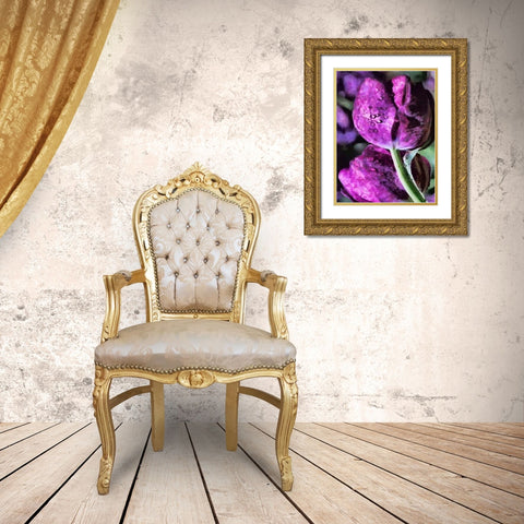 Purple Tulips Gold Ornate Wood Framed Art Print with Double Matting by Medeiros, Celito
