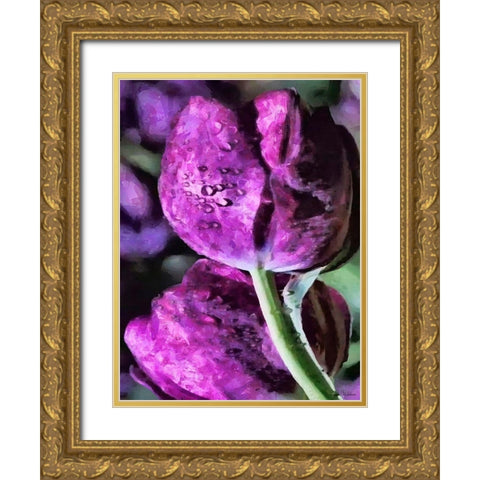 Purple Tulips Gold Ornate Wood Framed Art Print with Double Matting by Medeiros, Celito