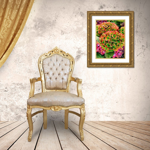 Red - Green Flower Gold Ornate Wood Framed Art Print with Double Matting by Medeiros, Celito