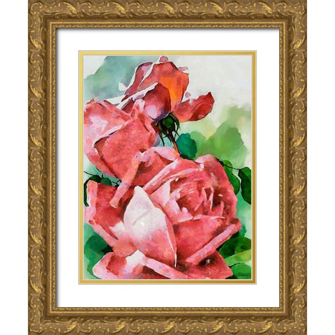 Red Roses I Gold Ornate Wood Framed Art Print with Double Matting by Medeiros, Celito