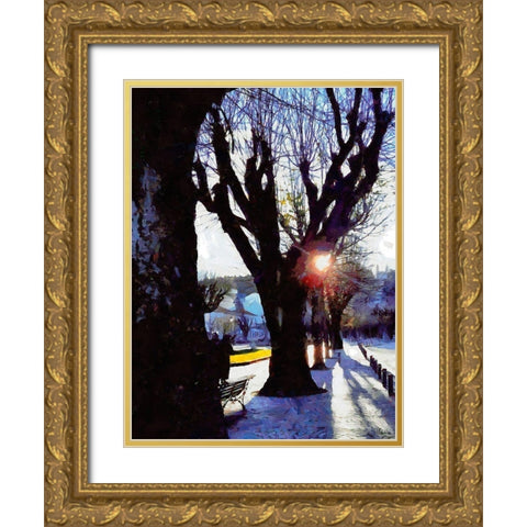 Sunrise in the Alley Gold Ornate Wood Framed Art Print with Double Matting by Medeiros, Celito
