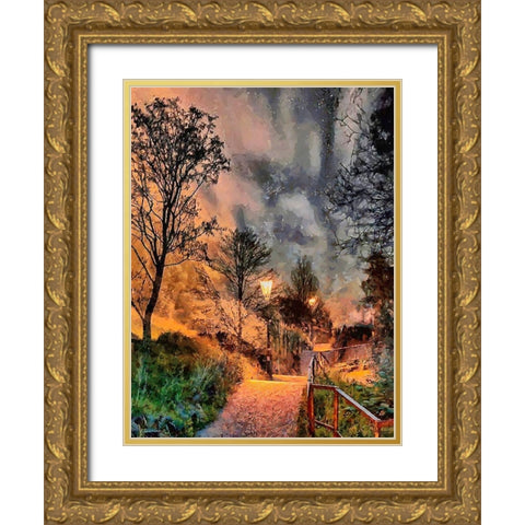 Path with the Sky Gold Ornate Wood Framed Art Print with Double Matting by Medeiros, Celito
