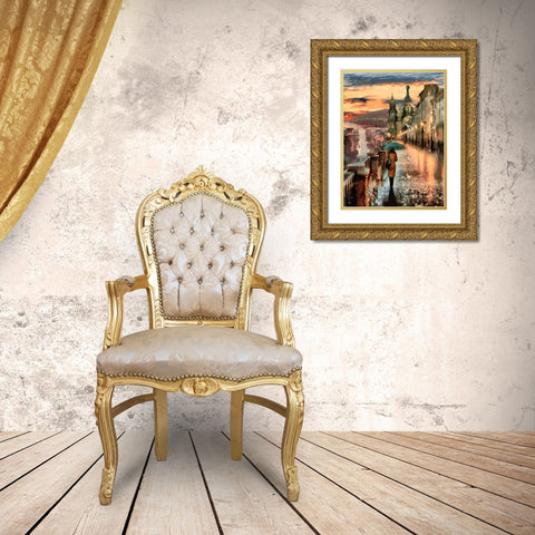 A Walk in Moscow Gold Ornate Wood Framed Art Print with Double Matting by Medeiros, Celito