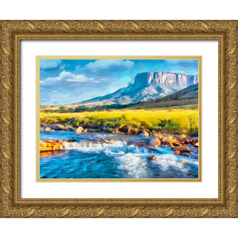 Table Mountain Gold Ornate Wood Framed Art Print with Double Matting by Medeiros, Celito