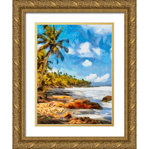 Palm Beach Gold Ornate Wood Framed Art Print with Double Matting by Medeiros, Celito