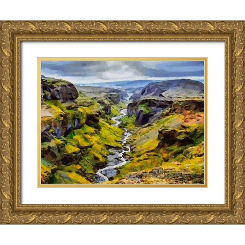 Canyon of the River Gold Ornate Wood Framed Art Print with Double Matting by Medeiros, Celito