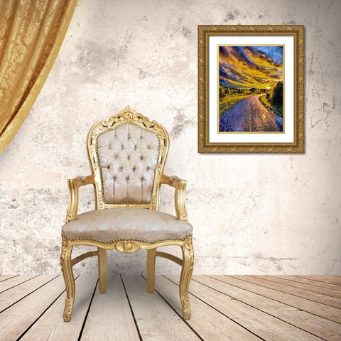 Sunset Road I Gold Ornate Wood Framed Art Print with Double Matting by Medeiros, Celito