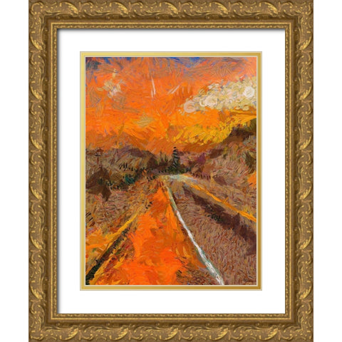 Golden Sunset Gold Ornate Wood Framed Art Print with Double Matting by Medeiros, Celito