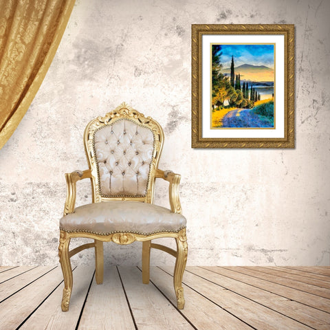 Mountain in Tuscany Gold Ornate Wood Framed Art Print with Double Matting by Medeiros, Celito