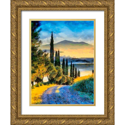 Mountain in Tuscany Gold Ornate Wood Framed Art Print with Double Matting by Medeiros, Celito