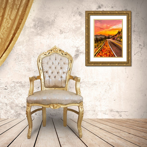 Sunset in the Mountains Gold Ornate Wood Framed Art Print with Double Matting by Medeiros, Celito