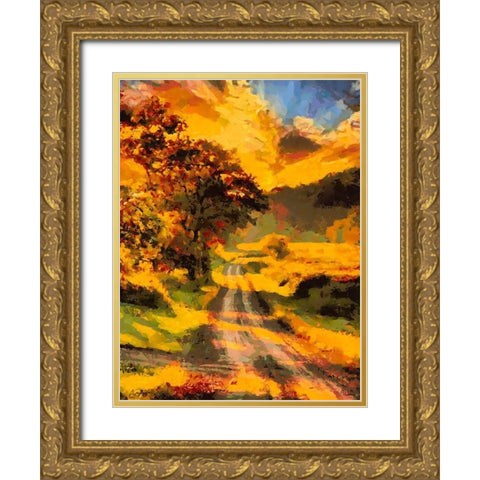 Golden Sunset Gold Ornate Wood Framed Art Print with Double Matting by Medeiros, Celito