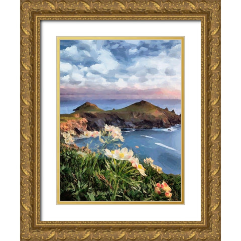 Flowers in the Meadow by the Sea III Gold Ornate Wood Framed Art Print with Double Matting by Medeiros, Celito