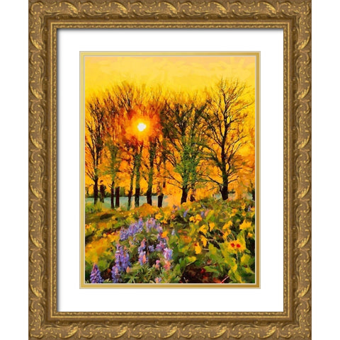 Sunset behind the Trees Gold Ornate Wood Framed Art Print with Double Matting by Medeiros, Celito