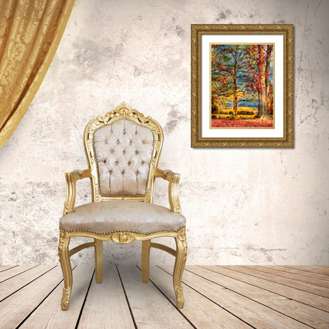 Oak in autumn Gold Ornate Wood Framed Art Print with Double Matting by Medeiros, Celito