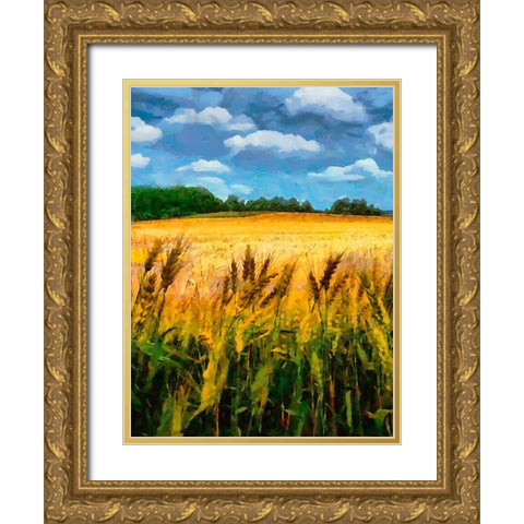 Wheat Fields Gold Ornate Wood Framed Art Print with Double Matting by Medeiros, Celito