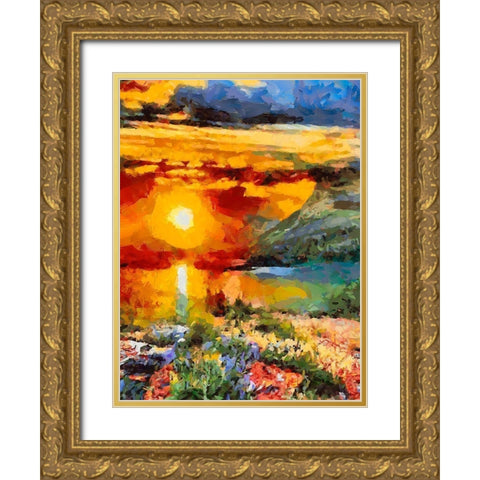 Bloody Sunset Gold Ornate Wood Framed Art Print with Double Matting by Medeiros, Celito