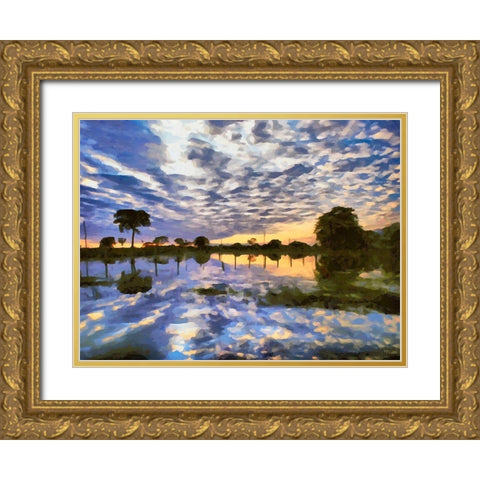 Before Sunrise Gold Ornate Wood Framed Art Print with Double Matting by Medeiros, Celito