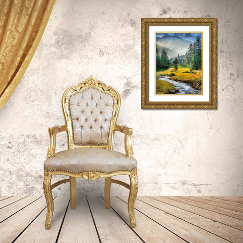 Stream in the Mountains VII Gold Ornate Wood Framed Art Print with Double Matting by Medeiros, Celito