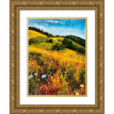 Mountains Meadow I Gold Ornate Wood Framed Art Print with Double Matting by Medeiros, Celito
