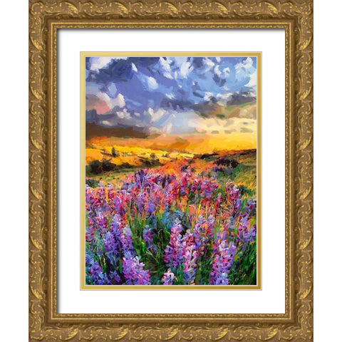 Mountains Meadow VII Gold Ornate Wood Framed Art Print with Double Matting by Medeiros, Celito