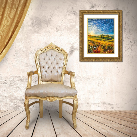 Mountains Meadow IX Gold Ornate Wood Framed Art Print with Double Matting by Medeiros, Celito