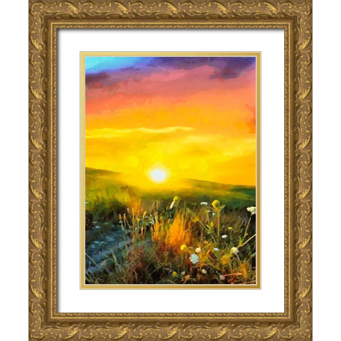 Fresh Sunrise Gold Ornate Wood Framed Art Print with Double Matting by Medeiros, Celito