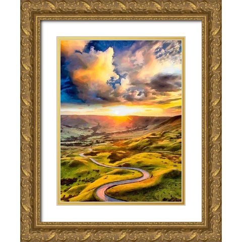 Romantic Sunset I Gold Ornate Wood Framed Art Print with Double Matting by Medeiros, Celito