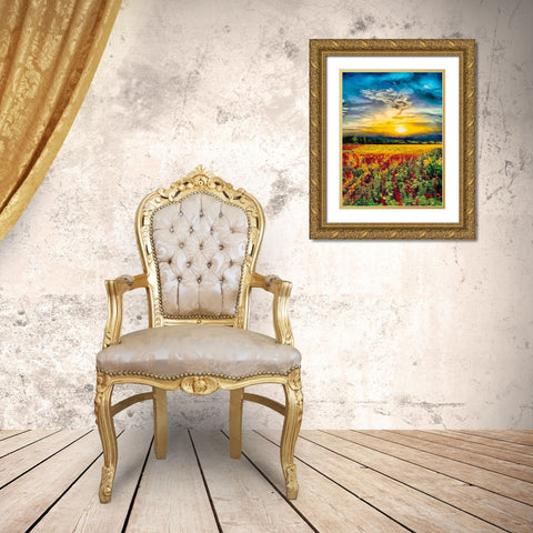 Romantic Sunset III Gold Ornate Wood Framed Art Print with Double Matting by Medeiros, Celito