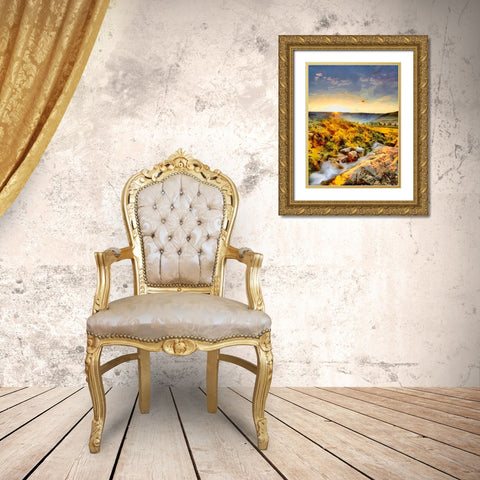 Romantic Sunset V Gold Ornate Wood Framed Art Print with Double Matting by Medeiros, Celito