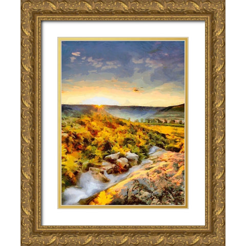 Romantic Sunset V Gold Ornate Wood Framed Art Print with Double Matting by Medeiros, Celito