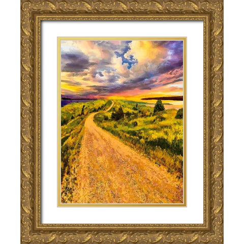Long Way Home I Gold Ornate Wood Framed Art Print with Double Matting by Medeiros, Celito