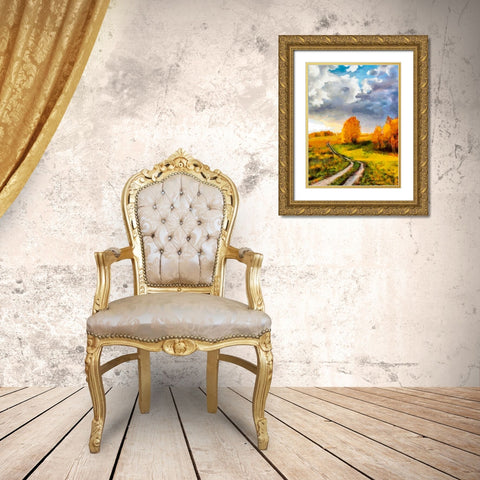 Long Way Home III Gold Ornate Wood Framed Art Print with Double Matting by Medeiros, Celito