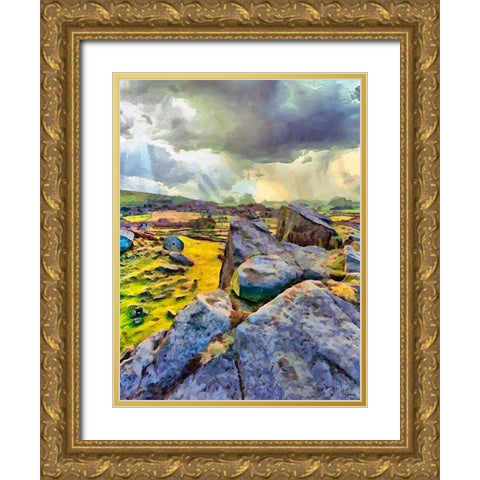 White Rocks Gold Ornate Wood Framed Art Print with Double Matting by Medeiros, Celito