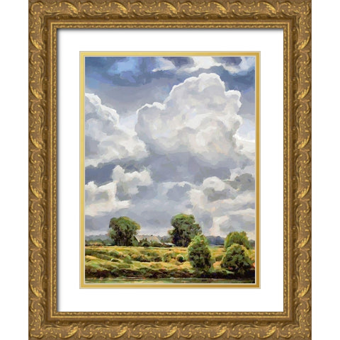 White Clouds I Gold Ornate Wood Framed Art Print with Double Matting by Medeiros, Celito