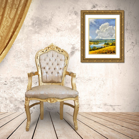 White Clouds II Gold Ornate Wood Framed Art Print with Double Matting by Medeiros, Celito