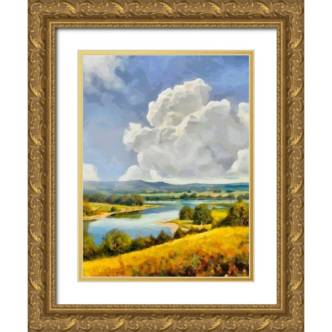 White Clouds II Gold Ornate Wood Framed Art Print with Double Matting by Medeiros, Celito